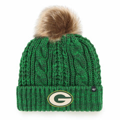 Green Bay Packers '47 Women's Meeko Cuffed Knit Hat with Pom - Green for sale