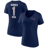 New England Patriots Women's Plus Size Mother's Day #1 Mom V-Neck T-Shirt - Navy cheap