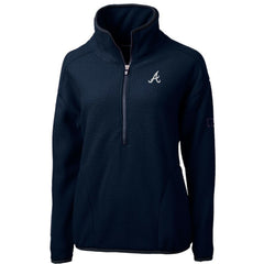 Atlanta Braves Cutter & Buck Women's Cascade Eco Sherpa Fleece Quarter-Zip Pullover Jacket - Navy