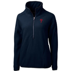 Philadelphia Phillies Cutter & Buck Women's Cascade Eco Sherpa Fleece Quarter-Zip Pullover Jacket - Navy