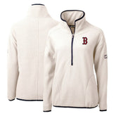 Boston Red Sox Cutter & Buck Women's Cascade Eco Sherpa Fleece Quarter-Zip Pullover Jacket - White/Navy