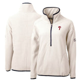 Philadelphia Phillies Cutter & Buck Women's Cascade Eco Sherpa Fleece Quarter-Zip Pullover Jacket - White/Navy
