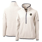 Milwaukee Brewers Cutter & Buck Women's Cascade Eco Sherpa Fleece Quarter-Zip Pullover Jacket - White/Navy