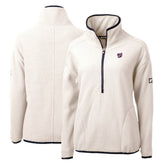 Washington Nationals Cutter & Buck Women's Cascade Eco Sherpa Fleece Quarter-Zip Pullover Jacket - White/Navy