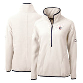 Chicago Cubs Cutter & Buck Women's Cascade Eco Sherpa Fleece Quarter-Zip Pullover Jacket - White/Navy