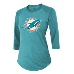 Tyreek Hill Miami Dolphins Majestic Threads Women's Name & Number Raglan 3/4 Sleeve T-Shirt - Aqua cheap