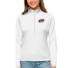 Carolina Hurricanes Antigua Women's Tribute Quarter-Zip Pullover Top White