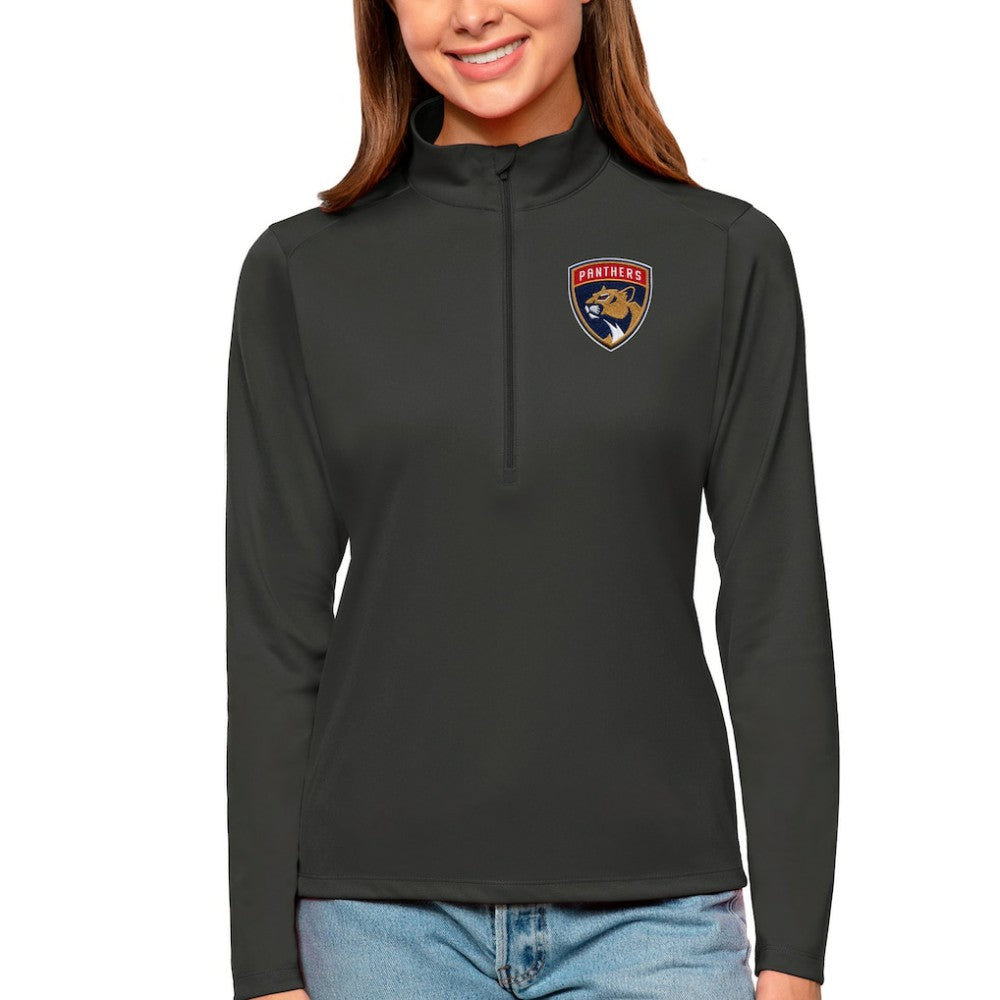 Florida Panthers Antigua Women's Tribute Quarter-Zip Pullover Top Charcoal