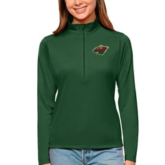 Minnesota Wild Antigua Women's Tribute Quarter-Zip Pullover Top Forest Green