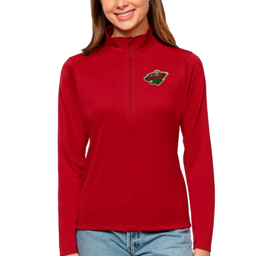 Minnesota Wild Antigua Women's Tribute Quarter-Zip Pullover Top Red