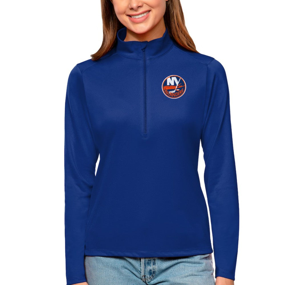 New York Islanders Antigua Women's Tribute Quarter-Zip Pullover Top Royal