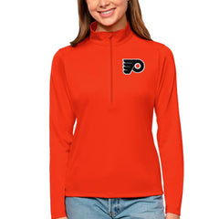 Philadelphia Flyers Antigua Women's Tribute Quarter-Zip Pullover Top Orange