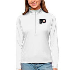 Philadelphia Flyers Antigua Women's Tribute Quarter-Zip Pullover Top White