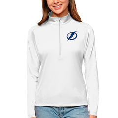 Tampa Bay Lightning Antigua Women's Tribute Quarter-Zip Pullover Top White