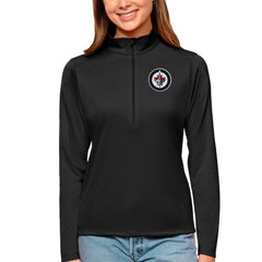 Winnipeg Jets Antigua Women's Tribute Quarter-Zip Pullover Top Black