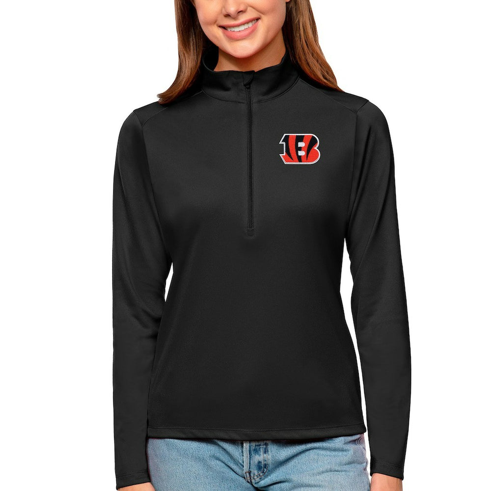 Cincinnati Bengals Antigua Women's Tribute Half-Zip Top - Black on sale