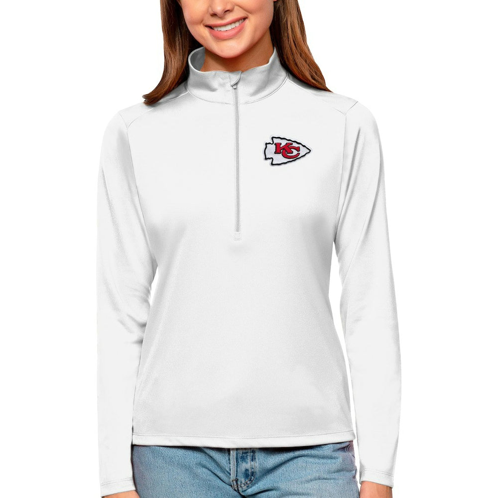 Kansas City Chiefs Antigua Women's Tribute Half-Zip Top - White discount