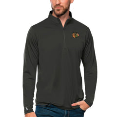 Chicago Blackhawks Antigua Tribute Quarter-Zip Pullover Top Charcoal