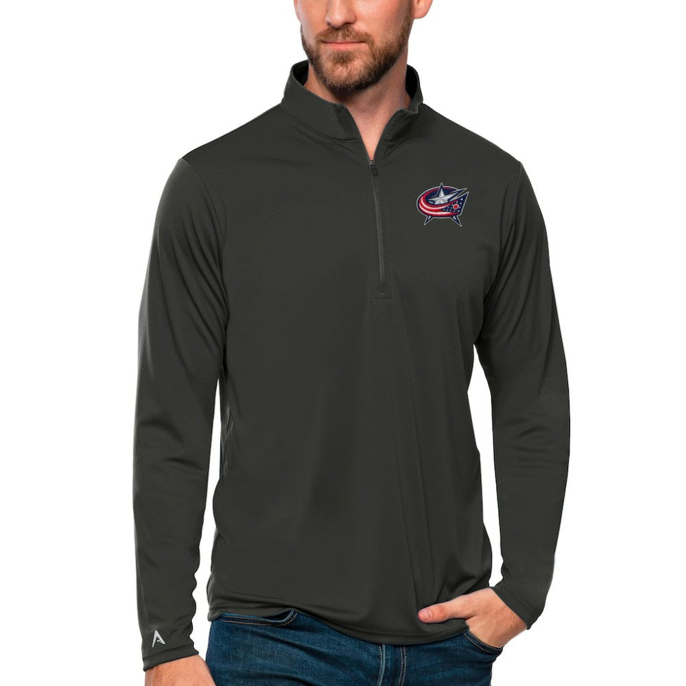 Columbus Blue Jackets Antigua Tribute Quarter-Zip Pullover Top Charcoal