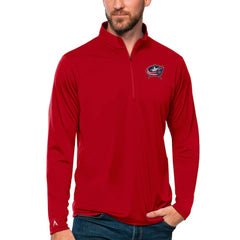 Columbus Blue Jackets Antigua Tribute Quarter-Zip Pullover Top Red