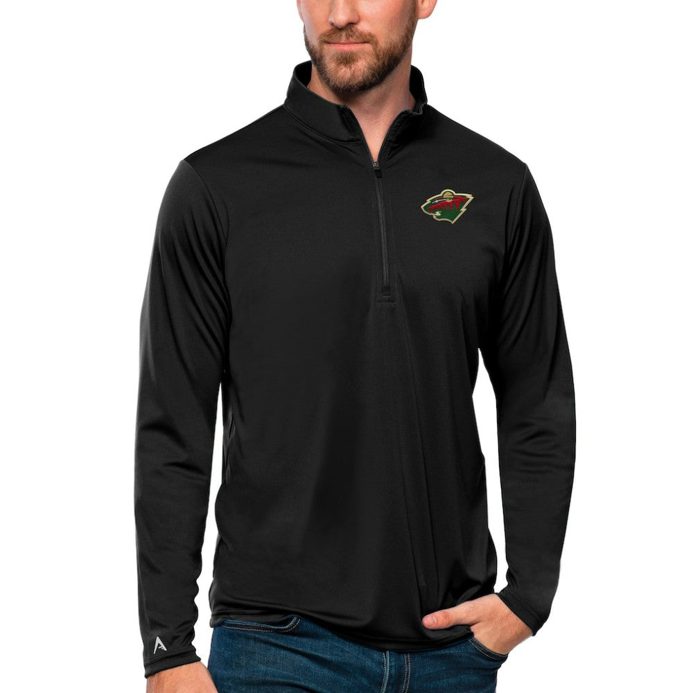 Minnesota Wild Antigua Tribute Quarter-Zip Pullover Top Black