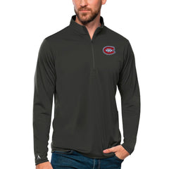 Montreal Canadiens Antigua Tribute Quarter-Zip Pullover Top Charcoal