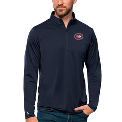 Montreal Canadiens Antigua Tribute Quarter-Zip Pullover Top Navy