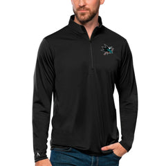 San Jose Sharks Antigua Tribute Quarter-Zip Pullover Top Black