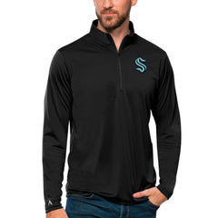 Seattle Kraken Antigua Tribute Quarter-Zip Pullover Top Black