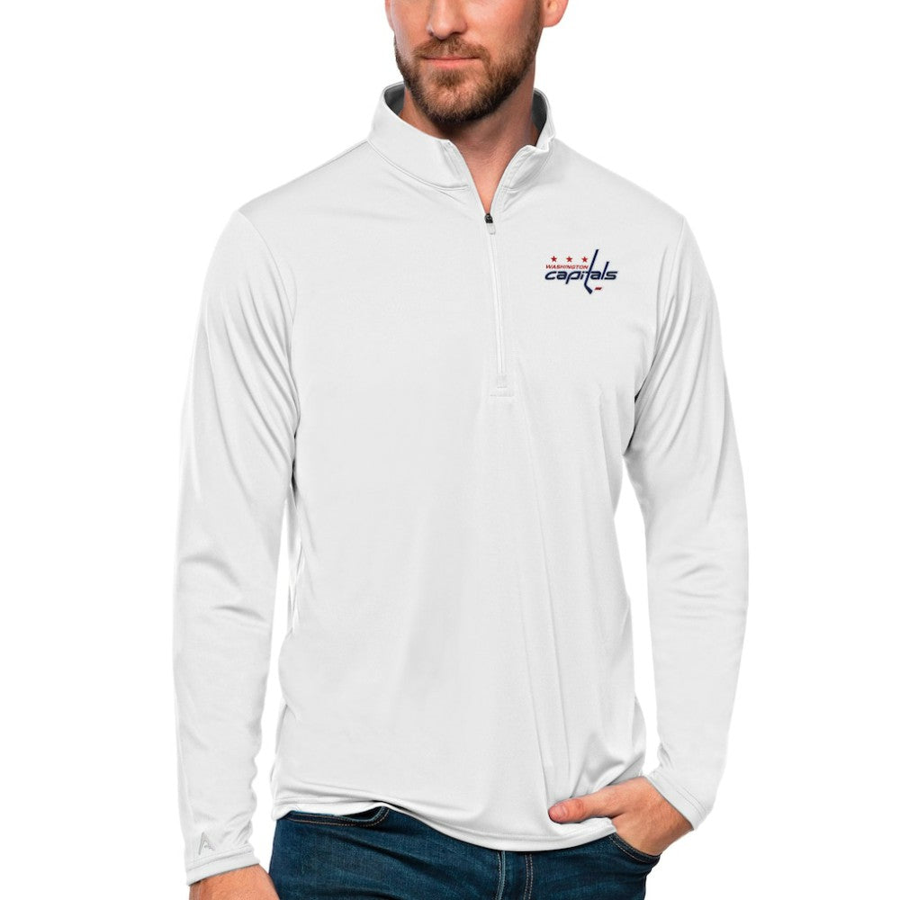 Washington Capitals Antigua Tribute Quarter-Zip Pullover Top White