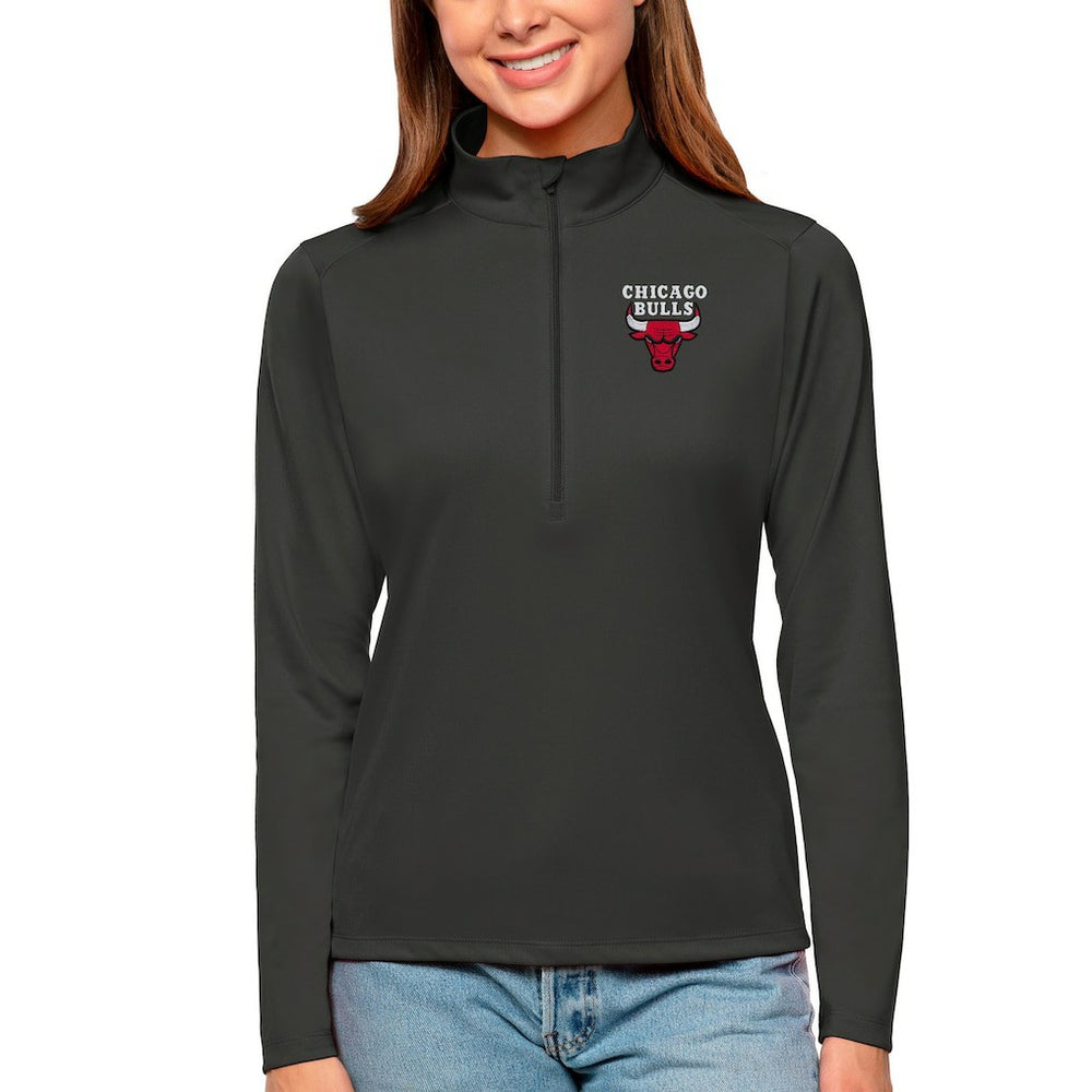 Chicago Bulls Antigua Women's Tribute Half-Zip Top sale - Charcoal outlet