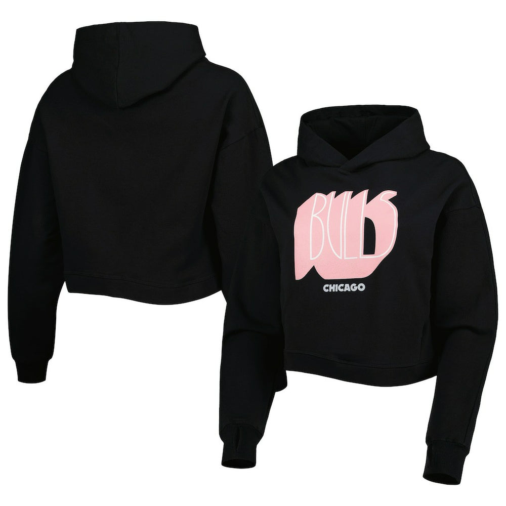 Chicago Bulls Lusso Women's Layla World Tour Cropped Pullover Hoodie sale - Black outlet