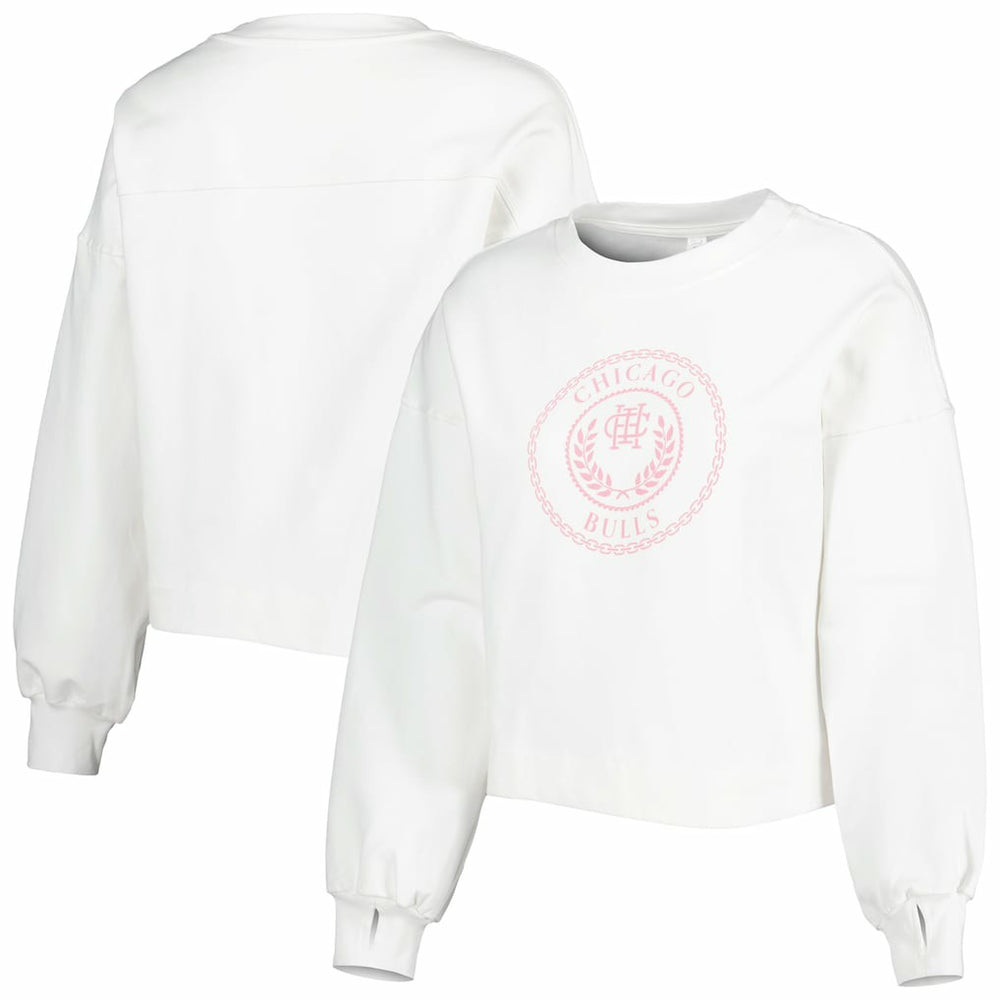 Chicago Bulls Lusso Women's Lola Ball and Chain Pullover Sweatshirt - White on sale