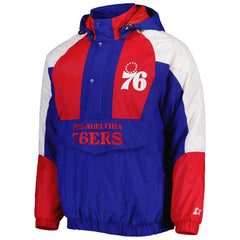 Philadelphia 76ers Starter Body Check Raglan Hoodie Half-Zip Jacket - Royal online