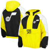 Utah Jazz Starter Body Check Raglan Hoodie Half-Zip Jacket - Gold sale