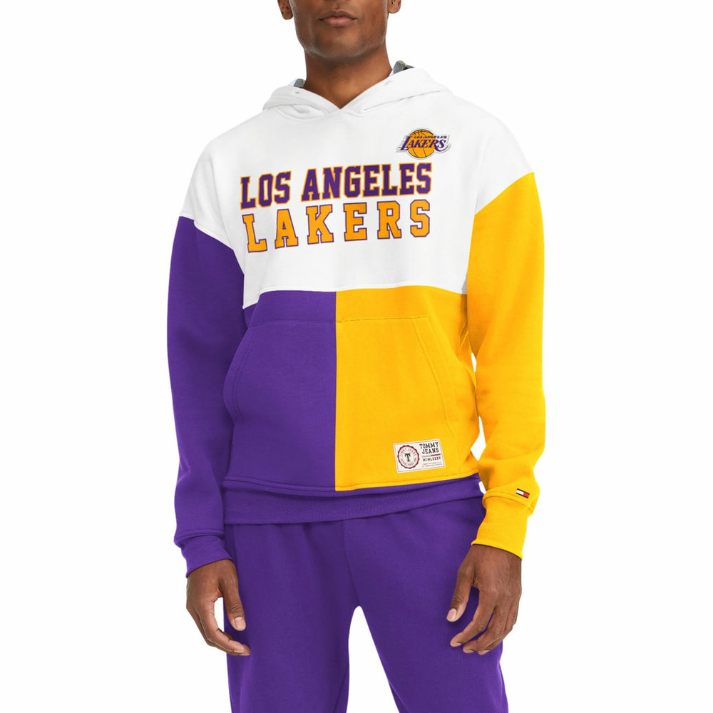 Los Angeles Lakers Tommy Jeans Andrew Split Pullover Hoodie - White/Purple for sale