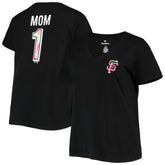 San Francisco Giants Women's Plus Size #1 Mom 2-Hit V-Neck T-Shirt - Black