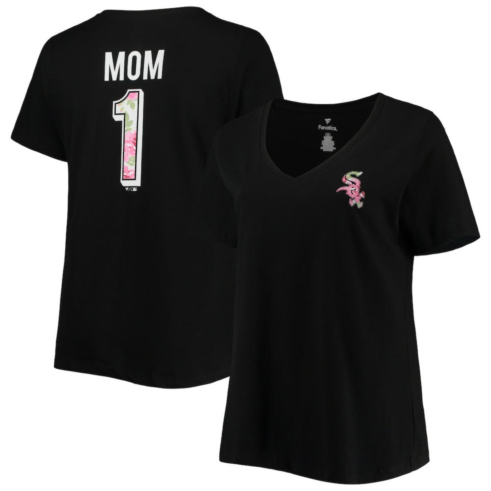 Chicago White Sox Women's Plus Size #1 Mom 2-Hit V-Neck T-Shirt - Black