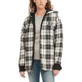 Brooklyn Nets Tommy Jeans Women's Molly Flannel Full-Zip Hoodie - Black/Cream outlet
