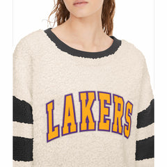 Los Angeles Lakers Tommy Jeans Women's Mindy Sherpa Pullover Sweatshirt - Oatmeal/Black discount