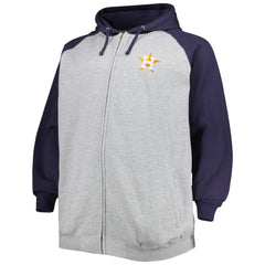 Houston Astros Big & Tall Raglan Full-Zip Hoodie - Heathered Gray/Navy