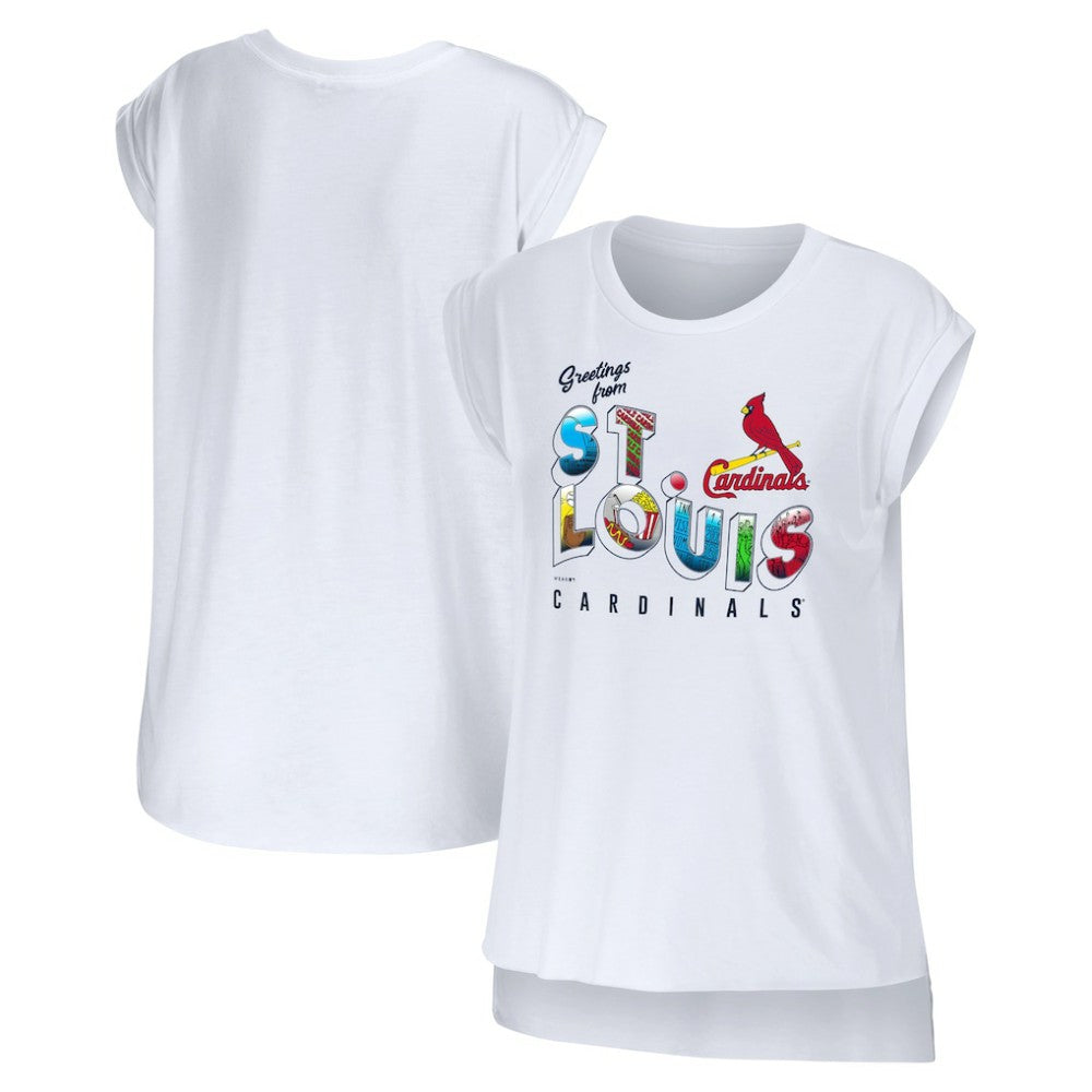 St. Louis Cardinals WEAR by Erin Andrews Women's Greetings From T-Shirt - White