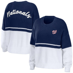 Washington Nationals WEAR by Erin Andrews Women's Chunky Pullover Sweatshirt - Navy/White