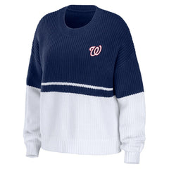 Washington Nationals WEAR by Erin Andrews Women's Chunky Pullover Sweatshirt - Navy/White