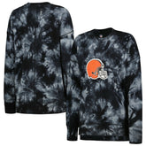 Cleveland Browns MSX by Michael Strahan Women's Bailey Tie-Dye Tri-Blend Pullover Sweatshirt - Black cheap