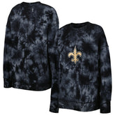 New Orleans Saints MSX by Michael Strahan Women's Bailey Tie-Dye Tri-Blend Pullover Sweatshirt - Black cheap