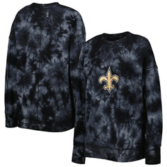 New Orleans Saints MSX by Michael Strahan Women's Bailey Tie-Dye Tri-Blend Pullover Sweatshirt - Black cheap