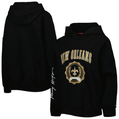 New Orleans Saints Tommy Hilfiger Women's Becca Drop Shoulder Pullover Hoodie - Black for sale