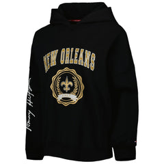 New Orleans Saints Tommy Hilfiger Women's Becca Drop Shoulder Pullover Hoodie - Black for sale