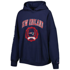 New England Patriots Tommy Hilfiger Women's Becca Drop Shoulder Pullover Hoodie - Navy outlet